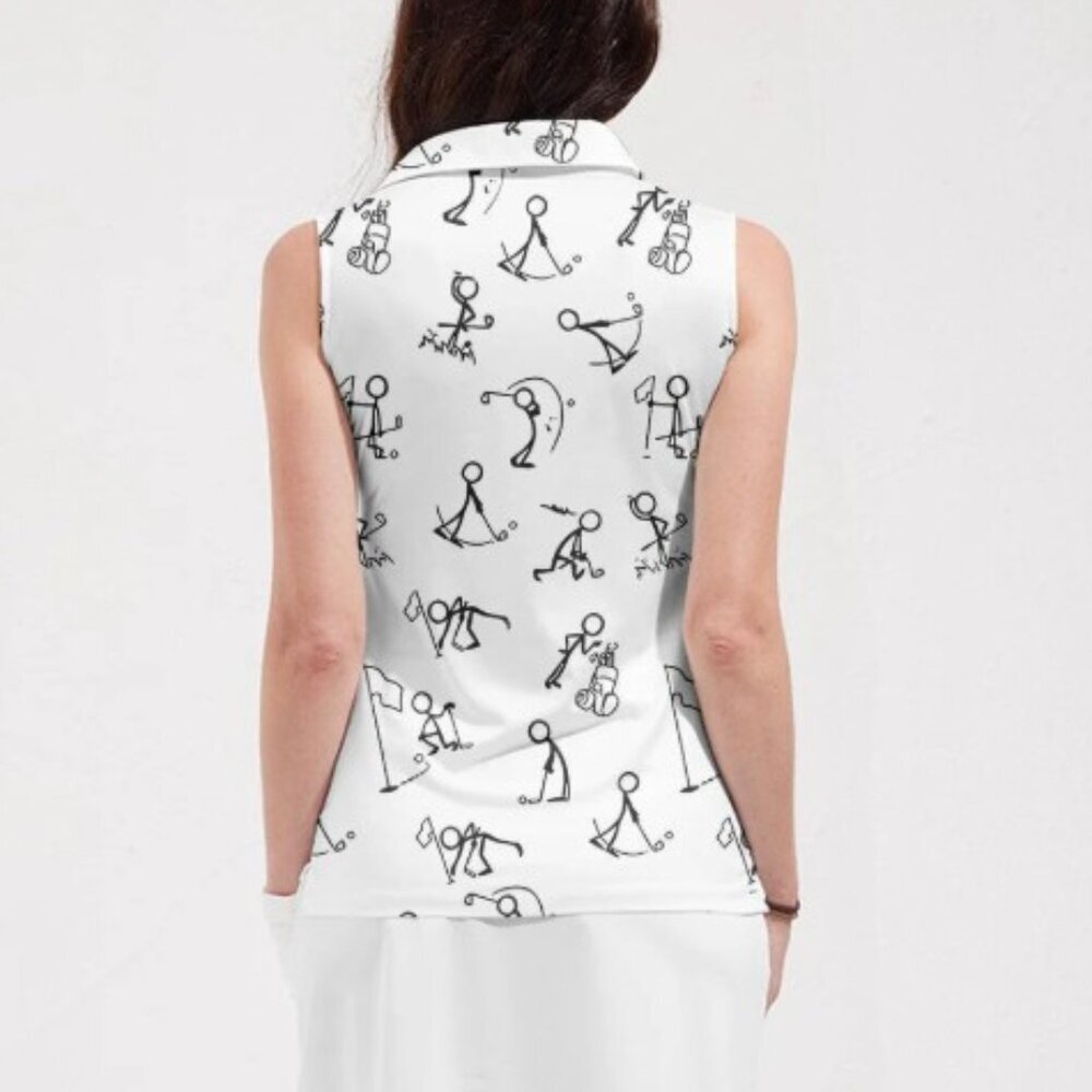 Acegolfs Stick Figure Hyper-prep Sleeveless Polo Top UPF50+, Large - Picture 3 of 10